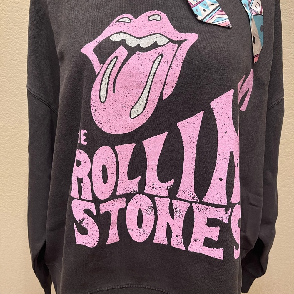 Rolling Stones Black Sweatshirt with Pink Logo